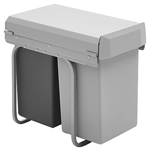Wesco New Double-Boy - Cubo de basura integrado (2 compartimentos de 15 L), material plástico, Plata/antracita Wesco New Double-Boy - Cubo de basura integrado (2 compartimentos de 15 L), material plástico, Plata/antracita