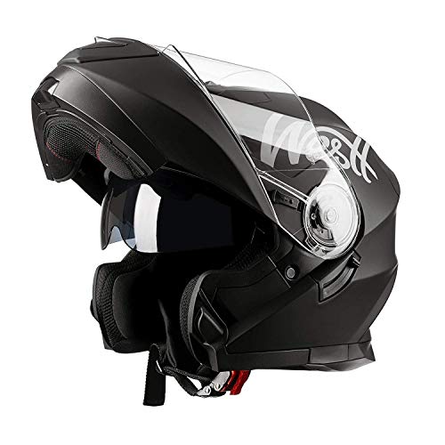 Westt Torque X - Casco De Moto Modular Integral con Doble Visera -Negro Mate - Motocicleta Scooter Absorbe Impacto - certificado ECE