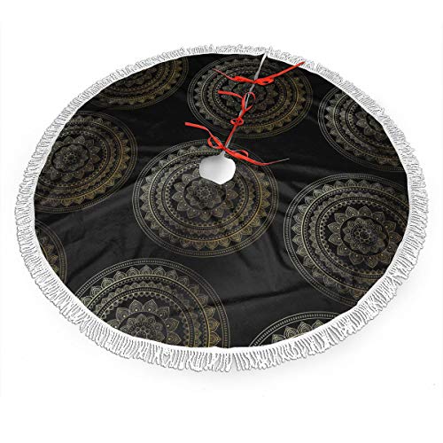 WETG - Falda Circular para árbol de Navidad, diseño de Tribu Oriental, Negro, 30"