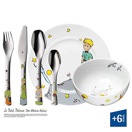 WMF El Principito - Vajilla Infantil (Plato, Cuenco), Acero Inoxidable y Cubertería (Tenedor, Cuchillo de Mesa, Cuchara y Cuchara Pequeña), Porcelana, 6 piezas WMF El Principito - Vajilla Infantil (Plato, Cuenco), Acero Inoxidable y Cubertería (Tenedor, Cuchillo de Mesa, Cuchara y Cuchara Pequeña), Porcelana, 6 piezas