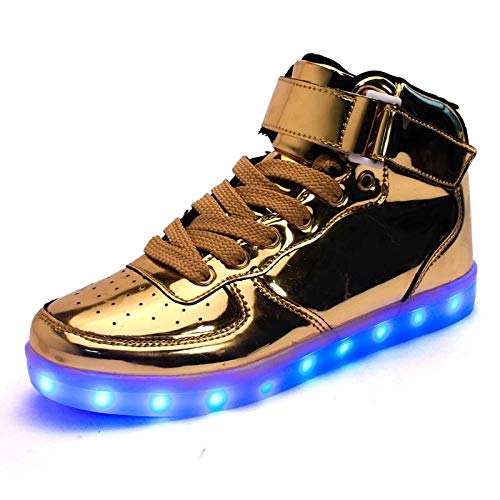WUANNI Zapatos de LED de Alta Potencia Directo de fábrica LED de Oro y Plata Zapatos de lámpara de Carga USB Pareja Zapatos de Junta estudiantil al por Mayor-Oro_5 5
