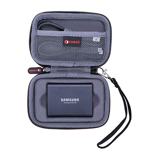 XANAD Estuche rígido de Viaje para Samsung T5 y t3 Disco Estado sólido SSD Externo 250GB 500GB 1TB 2TB - Bolsa Protectora de Almacenamiento(Gris)