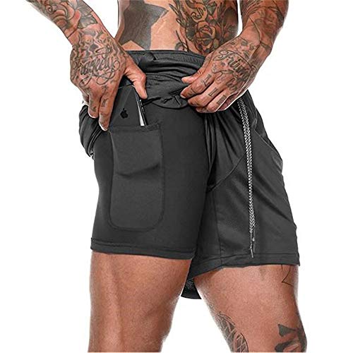 XDSP Pantalón Corto para Hombre,Pantalones Cortos Deportivos para Correr 2 en 1 con Compresión Interna y Bolsillo para Hombres (XL)