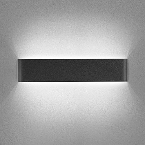 Yafido Aplique Pared Interior LED 40CM Lámpara de pared Moderna Negro Blanco Frío perfecto para Salon Dormitorio Sala Pasillo Escalera 220V