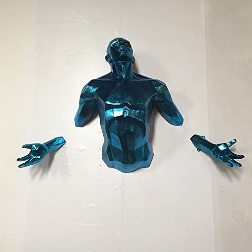 YB&GQ Acabado Bronce Hombre Desnudo Tú Decoración De Pared Escultura,Modernas Creativo Torso Humano Pared Colgante 3D Arte Corporal Estatuas para Bar Cafés Club Azul Pequeño