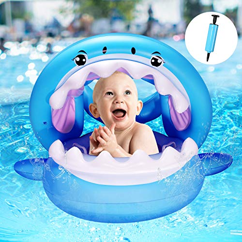 Yosemy Flotador para Bebé con Sombrilla Barco Inflable Flotador con Asiento Piscina Juguetes de Natación en Agua para Niños Anillo de Natación para Bebés de 6-36 Meses, Tiburón Azul Yosemy Flotador para Bebé con Sombrilla Barco Inflable Flotador con Asiento Piscina Juguetes de Natación en Agua para Niños Anillo de Natación para Bebés de 6-36 Meses, Tiburón Azul