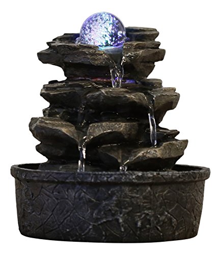 Zen'Light Little-Rock - Fuente de polirresina de Color marrón Oscuro, 20 x 20 x 23 cm, Efecto Roca