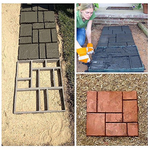 zjchao DIY Pathmate Personalizada Piedra de pavimentación del Molde Cuadrado de jardín al Aire Libre decoración de pasillos de Cemento Molde 50 * 50cm Color Negro