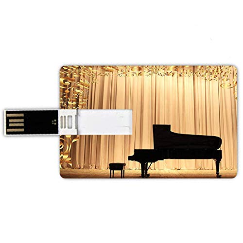 16G USB Flash Drives Forma de tarjeta de crédito Gold Memory Stick Estilo de tarjeta bancaria Concierto Teatro Cortinas de escenario Piano de cola Oro Negro, rojo y azul marino Lápiz impermeable Pulga