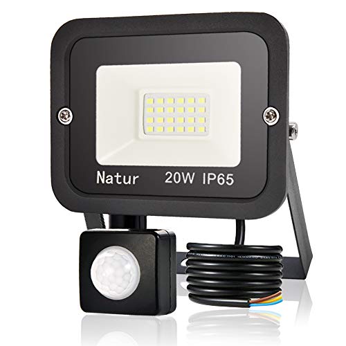 20W Foco LED Exterior con Sensor Movimiento, bapro Proyector LED Exterior 2000LM Floodlight Impermeable IP65 Blanco Frío 6000K, Alto Brillo Iluminacion Exterior para Jardín, Garaje, Fábrica, Almacén