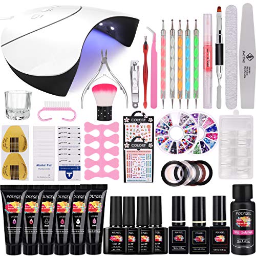 36W Lámpara Kit Uñas de Gel Completo, MYSWEETY Kit de Inicio de Manicura con 6 Extensión 4 Color Gels, Capa Superior, Capa Base y Accesorios para Uñas Semipermanente 36W Lámpara Kit Uñas de Gel Completo, MYSWEETY Kit de Inicio de Manicura con 6 Extensión 4 Color Gels, Capa Superior, Capa Base y Accesorios para Uñas Semipermanente
