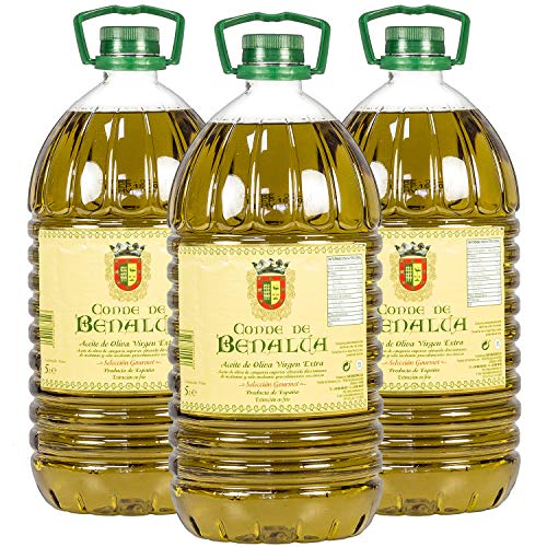 Aceite de Oliva Virgen Extra Conde de Benalúa Gourmet - Pack 3 Garrafas 5 Litros [Picual] [Origen de España]