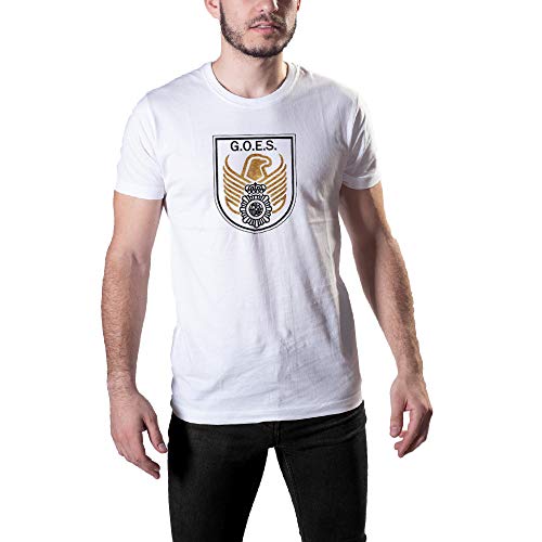 Aircops Camiseta Goes (Grupo Operativo Especial de Seguridad) de la Policia Nacional (Blanco (Modelo A), XL)