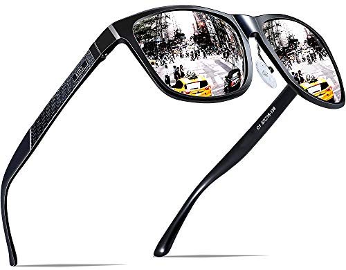 ATTCL Hombre Gafas de sol Polarizado Al-Mg Metal Super Ligero Marco 18587 Black-Silver