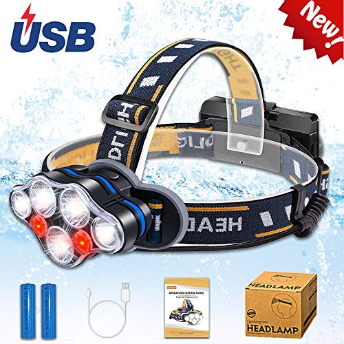 Aukelly LED Linternas Frontals USB Recargable Alta Potencia USB Linterna Frontale Frontal Luz Cabeza,Lámpara de Cabeza 8 Modos,Frontale 1000 Lumen,para Camping,con 18650 Baterías Aukelly LED Linternas Frontals USB Recargable Alta Potencia USB Linterna Frontale Frontal Luz Cabeza,Lámpara de Cabeza 8 Modos,Frontale 1000 Lumen,para Camping,con 18650 Baterías