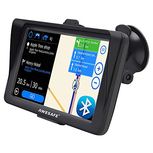 AWESAFE Navegador GPS para Coches con Visera y Bluetooth de 7 Pulgadas, con Mapas Últimos y Actualizaciones de por Vida AWESAFE Navegador GPS para Coches con Visera y Bluetooth de 7 Pulgadas, con Mapas Últimos y Actualizaciones de por Vida