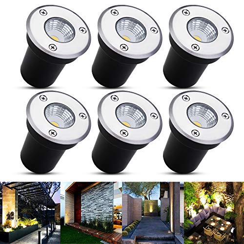 B-right Foco Suelo Led, Lámpara de Subterránea 6 x 3W, 3000K, Blanco Cálido, 12V-24V, Baja Tensión,Impermeable IP67, Luz de Tierra Iluminación en el Plazas, Jardines, Parques, Villas, etc.