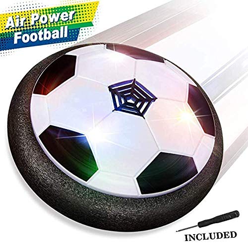 Baztoy Balón Fútbol Flotant, Pelota Futbol con Protectores de Espuma Suave y Luces LED, Balones Futbol Juguetes Niños 3 4 5 6 7 8 9 10 11 12 Años, Air Power Soccer para Niños Niñas Regalos Cumpleaños