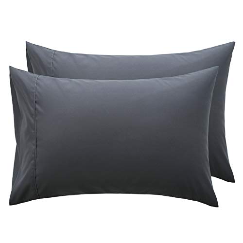 Bedsure Funda Almohada 70x40 cm de Microfibra - Juego de 2 Fundas Almohadas 40x70 Transpirable Suave Antiarrugas - Gris Oscuro, sin Cremallera,2 Unidades