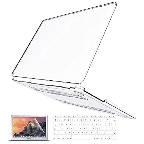 BELK Funda para MacBook Air 13 Pulgadas, 3 en 1 Cubierta de plástico Duro, Transparente y Ultra cristalina con Cubierta de Teclado y Protector de Pantalla para MacBook Air 13 (Modelo: A1369 y A1466)