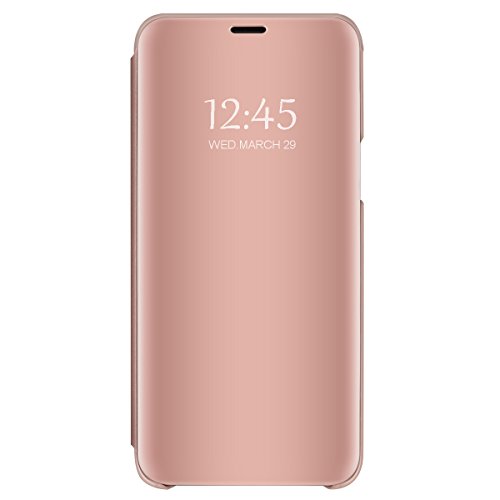 Beryerbi Funda Samsung Galaxy A5 2017 Carcasa Espejo Mirror Flip PC Hard Case Ultra Delgada Anti-Scratch Protector Cover Soporte Plegable Caso Duro para Galaxy A5 2017 (Oro Rosa, Galaxy A5 2017)