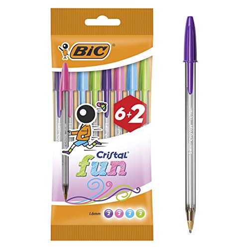 BIC Cristal Fun, Bolígrafos Punta Ancha (1.6 mm) BIC Cristal Fun, Bolígrafos Punta Ancha (1.6 mm)
