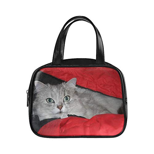 Bolso con cremallera Gato persa Chinchilla Gato Chinchilla plateada Mujer Bolso de negocios Bolsas reutilizables Bolso de mano de cuero con pu Bolso con estampado de cartera