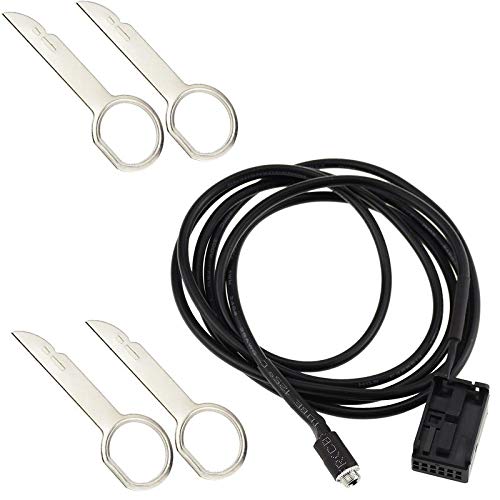 Cable AUX para Coche Ford Focus Mk2 C-MAX MK1 Mondeo MK3 Autoradio Ford Connect Ford Transit Fiesta & Fusion Conector Mini ISO Jack Hembra 3.5mm + Kit de Extracción Cable AUX para Coche Ford Focus Mk2 C-MAX MK1 Mondeo MK3 Autoradio Ford Connect Ford Transit Fiesta & Fusion Conector Mini ISO Jack Hembra 3.5mm + Kit de Extracción