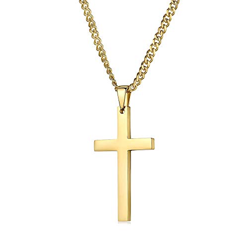 Cadena de oro 24ct collar cruzado para mujeres hombres colgante con corte de diamante Hip Hop 24k Clásico Gargantilla religiosa - Durable 2 mm Enlace de bordillo cubano Cadena de oro 24ct collar cruzado para mujeres hombres colgante con corte de diamante Hip Hop 24k Clásico Gargantilla religiosa - Durable 2 mm Enlace de bordillo cubano