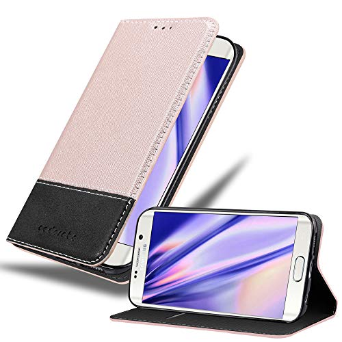 Cadorabo Funda Libro para Samsung Galaxy S6 Edge en Rosa Oro Negro – Cubierta Proteccíon con Cierre Magnético, Tarjetero y Función de Suporte – Etui Case Cover Carcasa