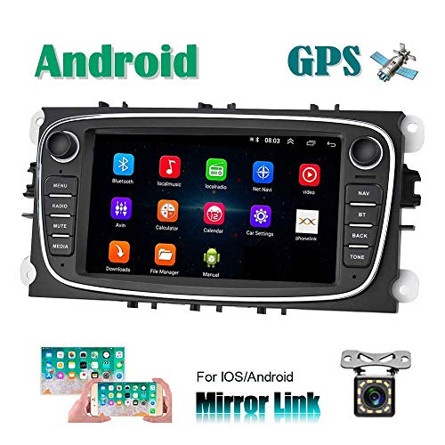 CAMECHO Android Car Radio para Ford GPS Pantalla táctil capacitiva de 7 Pulgadas estéreo para automóvil WiFi Bluetooth FM Dual USB para Ford Focus Mondeo C-MAX S-MAX Galaxy II Kuga CAMECHO Android Car Radio para Ford GPS Pantalla táctil capacitiva de 7 Pulgadas estéreo para automóvil WiFi Bluetooth FM Dual USB para Ford Focus Mondeo C-MAX S-MAX Galaxy II Kuga