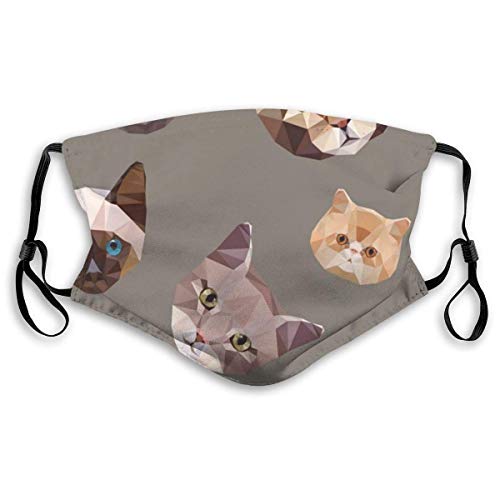 Cara divertida con filtros reemplazables Senderismo con carbón activado para dormir, ciclismo Polvo ajustable respetuoso con la piel lavable, gatitos de pura sangre en un estilo poligonal Cara divertida con filtros reemplazables Senderismo con carbón activado para dormir, ciclismo Polvo ajustable respetuoso con la piel lavable, gatitos de pura sangre en un estilo poligonal