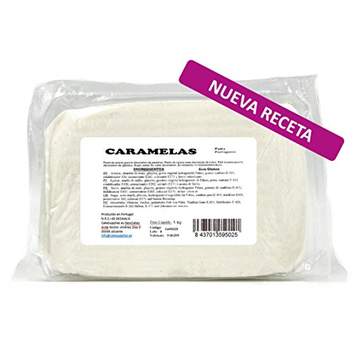 Caramelas Pasta Fondant Portuguesa Blanca: Fácil de Usar, Flexible, para Repostería Casera y Profesional, Sin Gluten, 1kg