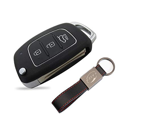 Carcasa Funda Llave Remoto Mando 3 Botones para Hyundai i20 i30 iX20 iX35 Tucson Santafe con Llavero de Cuero KASER Carcasa Funda Llave Remoto Mando 3 Botones para Hyundai i20 i30 iX20 iX35 Tucson Santafe con Llavero de Cuero KASER