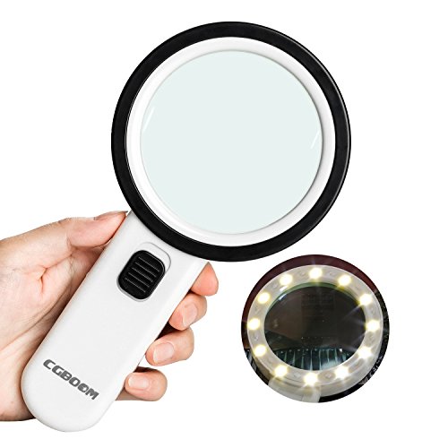 CGBOOM Lupa LED con luz, 30 lupas de Mano con 12 Leds, Lupa iluminada, Lupa de Lectura, Lupa para Libros, periódicos, mapas, Monedas, Joyas, Hobbies Antiguos. CGBOOM Lupa LED con luz, 30 lupas de Mano con 12 Leds, Lupa iluminada, Lupa de Lectura, Lupa para Libros, periódicos, mapas, Monedas, Joyas, Hobbies Antiguos.