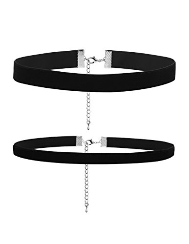 Choker Terciopelo Gargantilla Negro de Cinta para Mujeres y Chicas, 2 Piezas Choker Terciopelo Gargantilla Negro de Cinta para Mujeres y Chicas, 2 Piezas