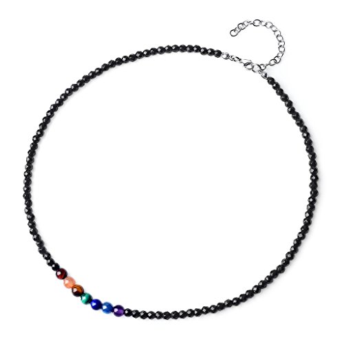 COAI Collar Gargantilla de Ónice Facedato con 7 Chakras COAI Collar Gargantilla de Ónice Facedato con 7 Chakras