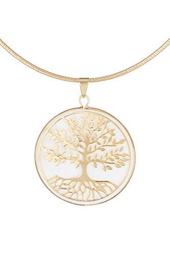 Córdoba Jewels | Gargantilla en Plata de Ley 925 bañada en Oro con nácar. Diseño Árbol de la Vida Nácar Gold