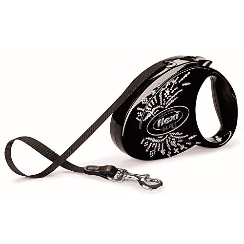 Correa Extensible Flexi Glam Wings de Cinta en Color Negro | Correa de Perro hasta 12 kg | Correa de 3 Metros Correa Extensible Flexi Glam Wings de Cinta en Color Negro | Correa de Perro hasta 12 kg | Correa de 3 Metros