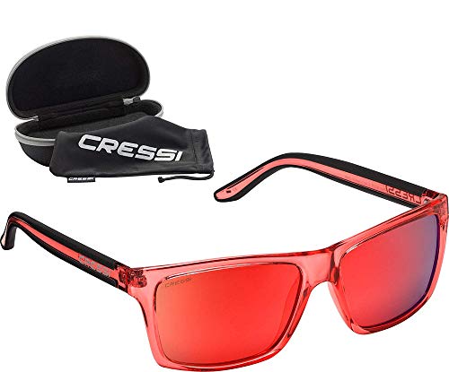 Cressi Rio Sunglasses Gafas de Sol Deportivo Polarizados, Unisex Adultos, Crystal Rojo/Lentes Espejadas Rojo, Talla única