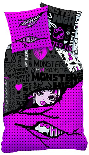 CTI 041463 Monster High Rip - Juego de Funda nórdica (Funda nórdica de 140 x 200 cm y Funda de Almohada de 63 x 63 cm Reversibles), diseño de Monster High, Color Rosa