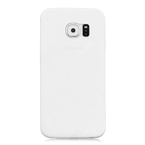 cuzz Funda para Samsung Galaxy S6 Edge+{Protector de Pantalla de Vidrio Templado} Carcasa Silicona Suave Gel Rasguño y Resistente Teléfono Móvil Cover-Blanco