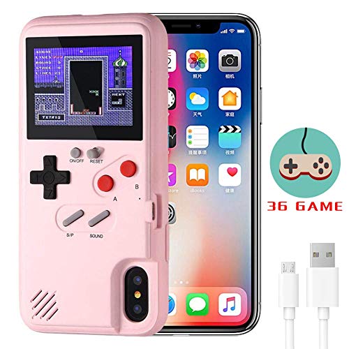 Dikkar Estuche Game para iPhone, Estuche Autoamplificado con Cubierta Protectora Retro con 36 Juegos Pequeños, Pantalla a Todo Color, Estuche para Videojuegos para iPhone X/Xs/MAX/Xr/6/7/8 Plus/11