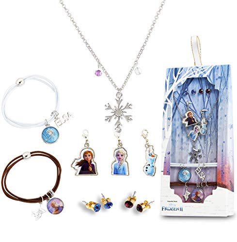 Disney Frozen 2 Juguetes Niña Set de Joyas, Accesorios Disfraz Frozen con Princesas Anna Elsa, Joyas Niña con Collar Pulsera y Pendientes, Regalos Frozen para Niñas 3+