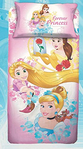 Disney - Juego de funda nórdica de Princesas Disney para cama individual de 1 plaza, 100% algodón, funda + funda de almohada