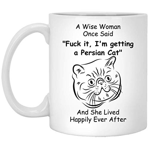 Divertida taza de café con gato persa para gatito, mamá, color blanco, 11oz