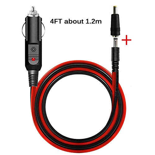 DOCA 12 - 24 V Coche Conector Cable, DC 5521 Cable de Carga Encendedor de Cigarrillos Fuente de alimentación Adaptador DC 5.5 mm x 2.1 mm, 1.2 m/47.24in para Dispositivo de DVD portátil