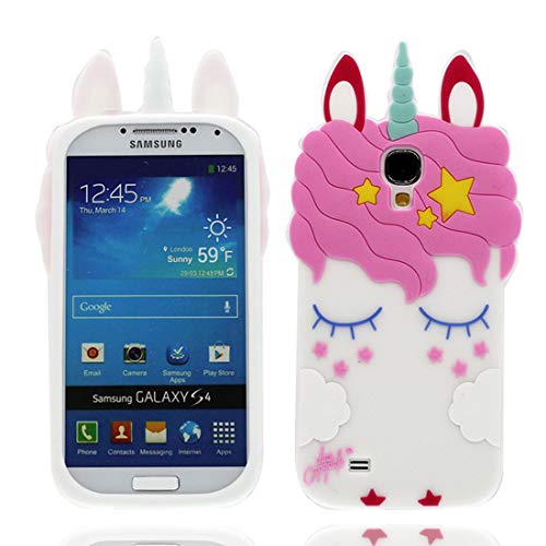 EarthNanLiuPowerTu Samsung Galaxy S4 I9500 Cacasa, Nuevos Animales de Dibujos Animados en 3D Lindos Estrellas io Silicona Blanda Anti-arañazos Funda para Samsung Galaxy S4, Blanco