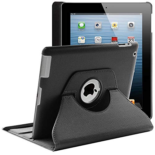 ebestStar - Funda Compatible con iPad 4 3 2 Carcasa Cuero PU, Giratoria 360 Grados, Función de Soporte, Negro [Aparato: 241.2 x 185.7 x 9.4mm, 9.7'']