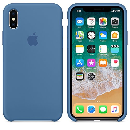 El último Verano Funda iPhone X, Slim Líquido de Silicona Gel Carcasa Anti-Rasguño y Resistente Huellas Dactilares Totalmente Protectora Caso Cover Case para iPhone X (5.8") (Azul Vaquero)